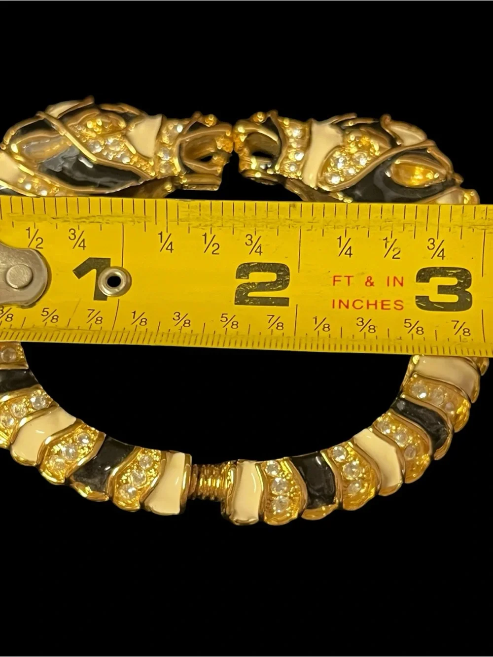 Vintage Kenneth Jay Lane Double Zebra Head Hinged Bangle Bracelet - Signed KJL